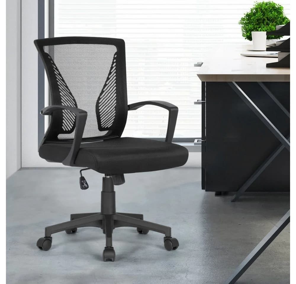 Yaheetech Bürostuhl Schwarz Mesh Höhenverstellbar mit Wippfunktion - Bild 3