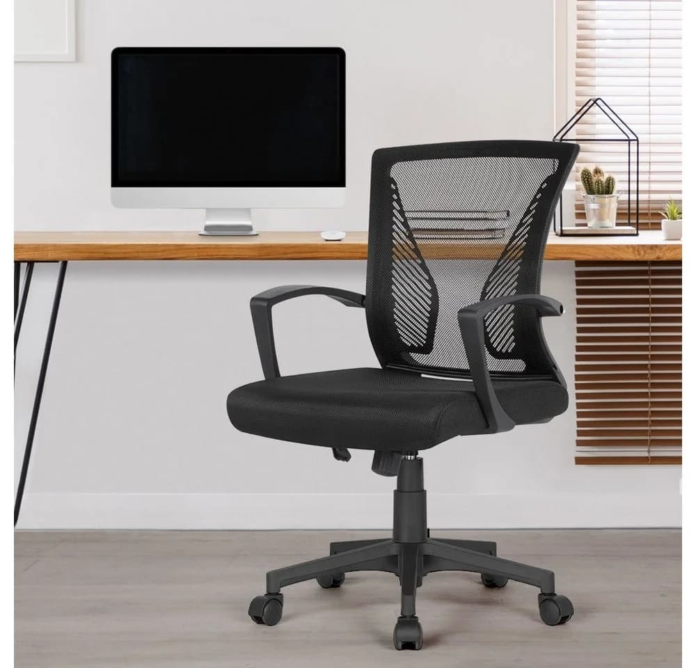 Yaheetech Bürostuhl Schwarz Mesh Höhenverstellbar mit Wippfunktion - Bild 4