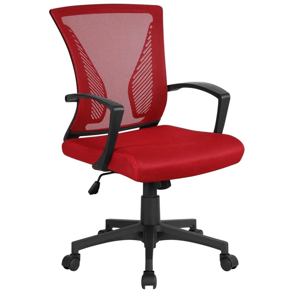 Yaheetech Bürostuhl Rot Höhenverstellbar mit Wippfunktion - Bild 2