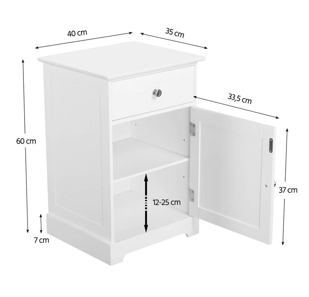 Yaheetech Nachtschrank Weiß mit höhenverstellbarem Einlegeboden - Bild 4