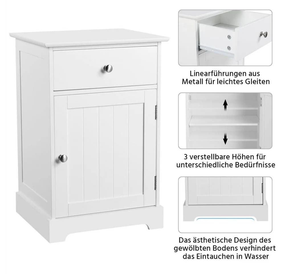 Yaheetech Nachtschrank Weiß mit höhenverstellbarem Einlegeboden - Bild 5