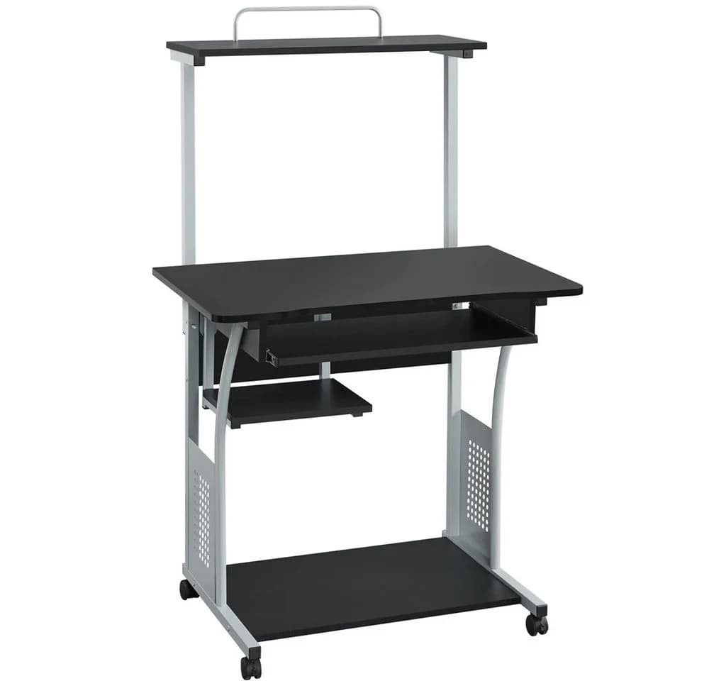 Yaheetech Computertisch Schwarz mit Regal & Rollen für kleinen Raum - Bild 2