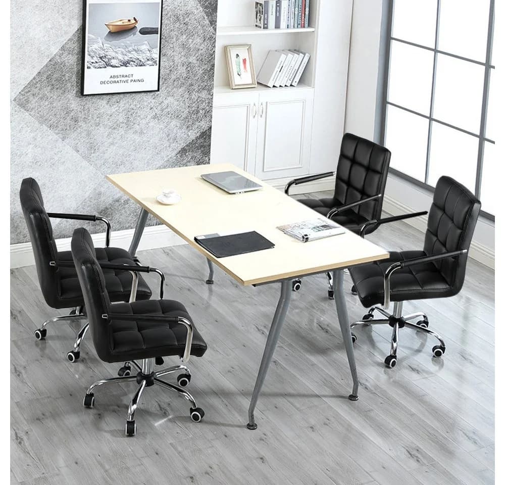 Yaheetech Bürostuhl höhenverstellbar Schwarz mit Armlehnen - Bild 4