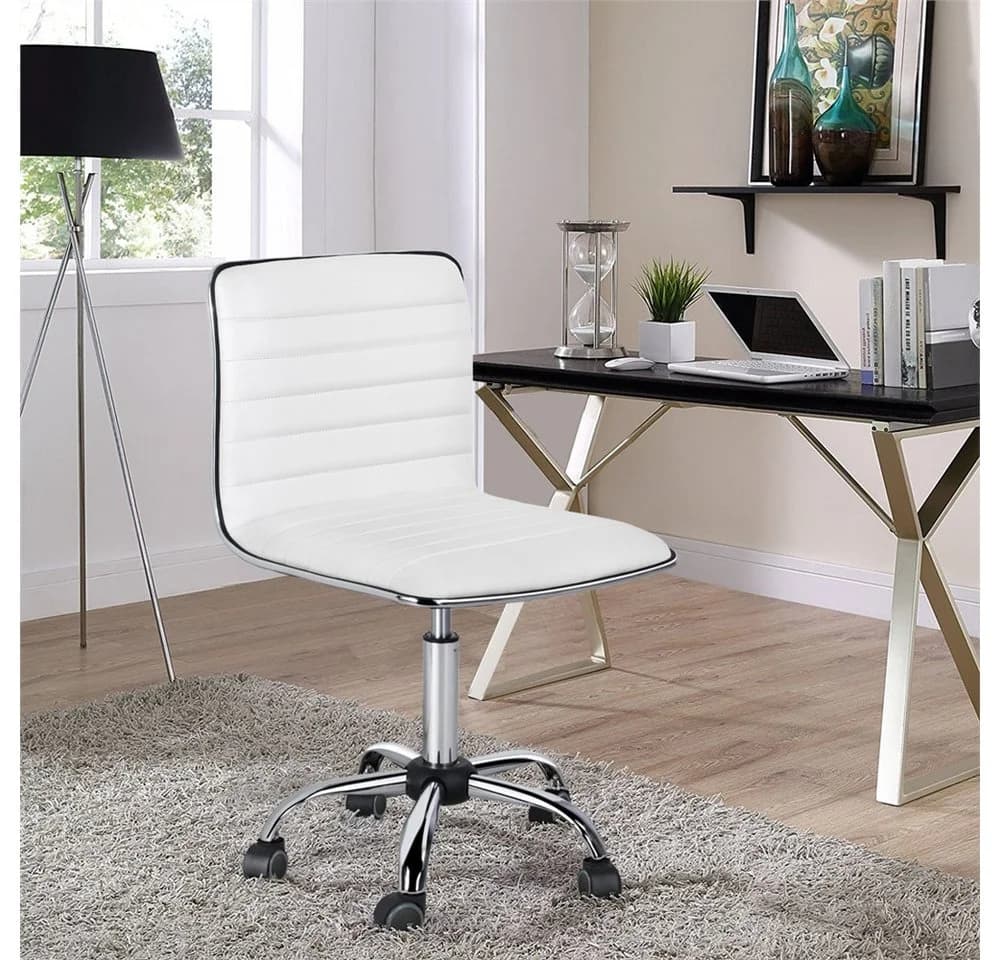 Yaheetech Bürostuhl Drehstuhl Kunstleder Weiß Höhenverstellbar - Bild 3