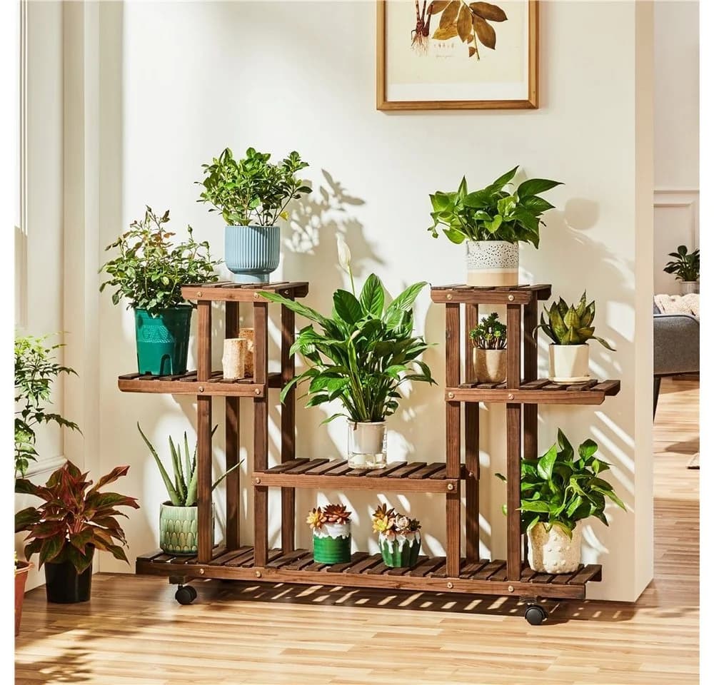 Yaheetech Blumenständer Pflanzenregal aus Holz
