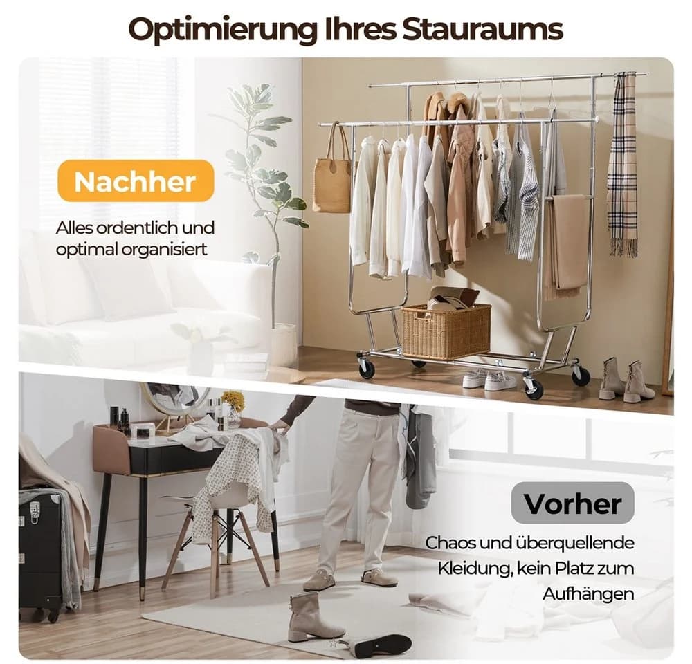 Yaheetech Kleiderständer Silber Verstellbar Ausziehbar - Bild 5