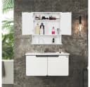 Yaheetech Spiegelschrank Badschrank mit Spiegeltür & 1 offenem Regal Bild 1