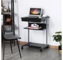 Yaheetech Computertisch mit Tastaturablage und Rollen - Schwarz/Silber Bild 1