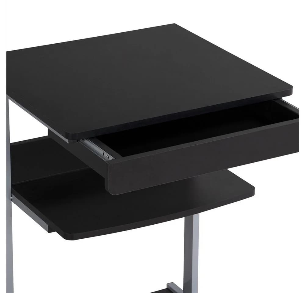 Yaheetech Computertisch mit Tastaturablage und Rollen - Schwarz/Silber - Bild 5