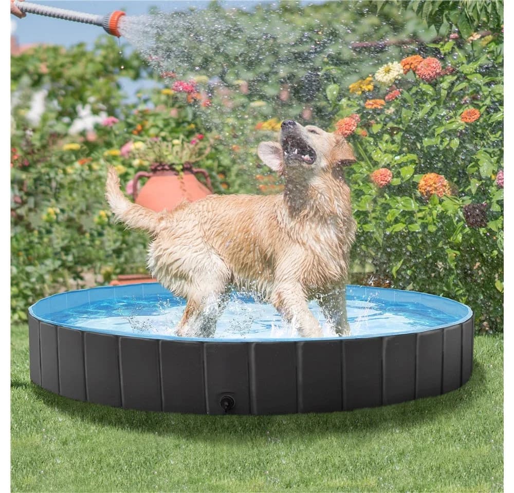Yaheetech Hundepool Faltbar Schwarz PVC & Polypropylen