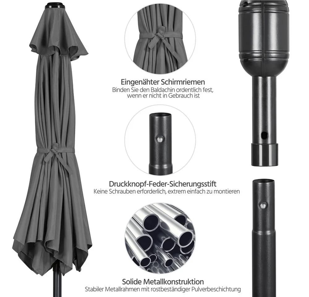 Yaheetech Sonnenschirm 261 cm UV-Schutz 50+ - Bild 5