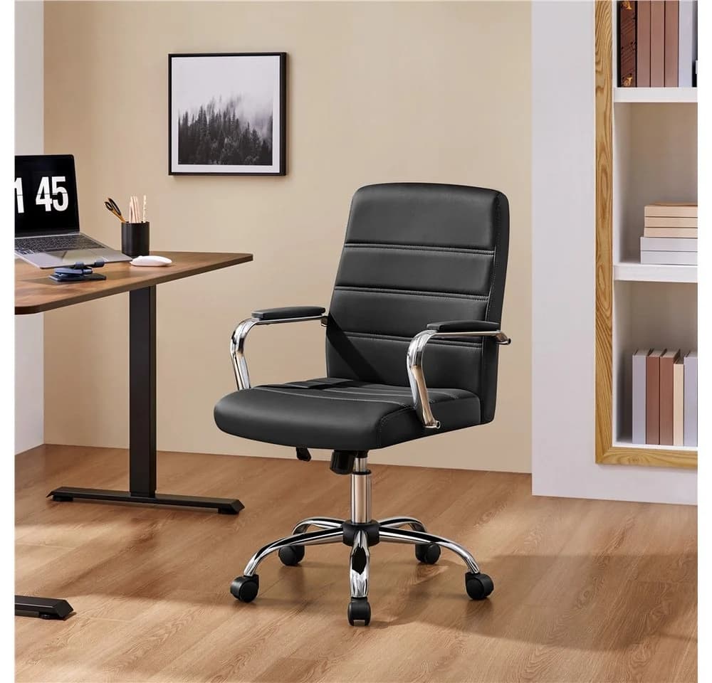 Yaheetech Bürostuhl Schwarz mit Wippfunktion und Gaslift