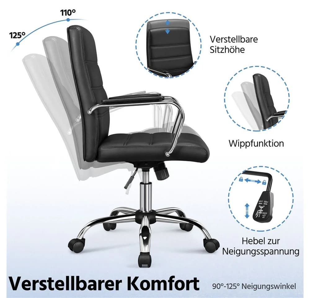 Yaheetech Bürostuhl Schwarz mit Wippfunktion und Gaslift - Bild 5