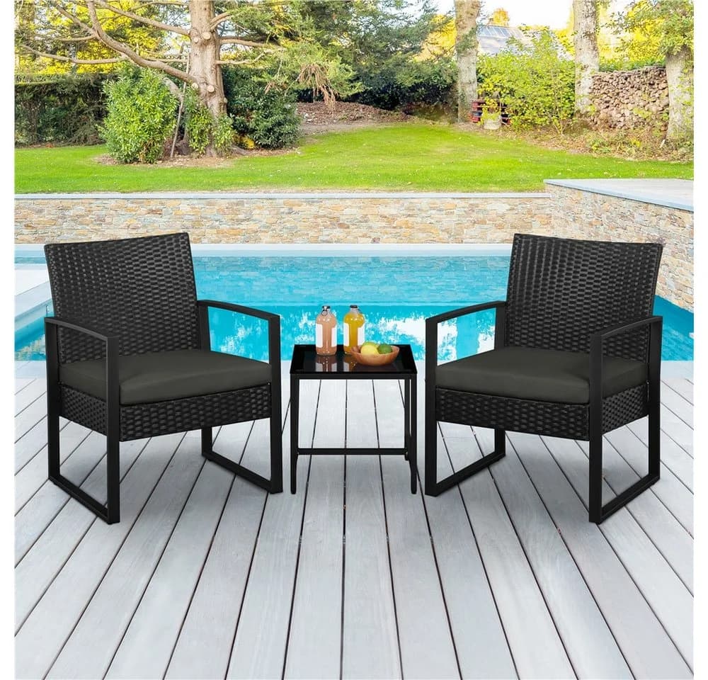 Yaheetech Balkonset 3-teilig Terrassenmöbel-Set Polyrattan - Bild 3