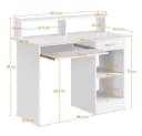 Yaheetech Schreibtisch Weiß mit Schublade & Verstellbarem Ablagefach Bild 4