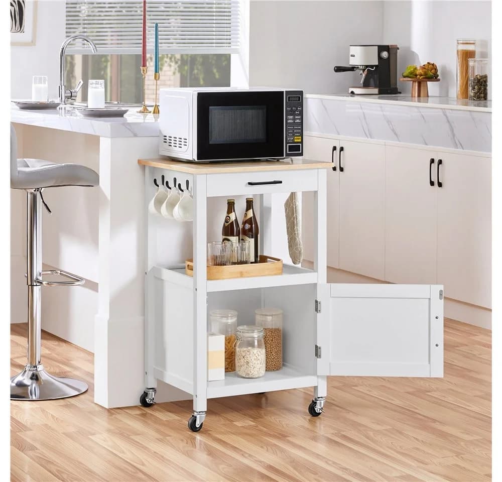 Yaheetech Küchenwagen Weiß mit Schublade & Schrank - Bild 3
