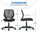 Yaheetech Bürostuhl ohne Armlehnen Schwarz Höhenverstellbar Bild 4