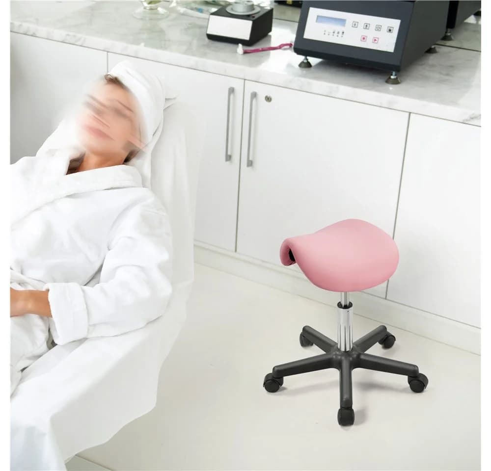 Yaheetech Sattelhocker Höhenverstellbar Rosa mit 5 Rollen - Bild 3