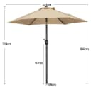Yaheetech Sonnenschirm 223/261/294/327 cm, Gartenschirm mit Kurbel, Neigbar, UV Schutz 50+ Bild 4