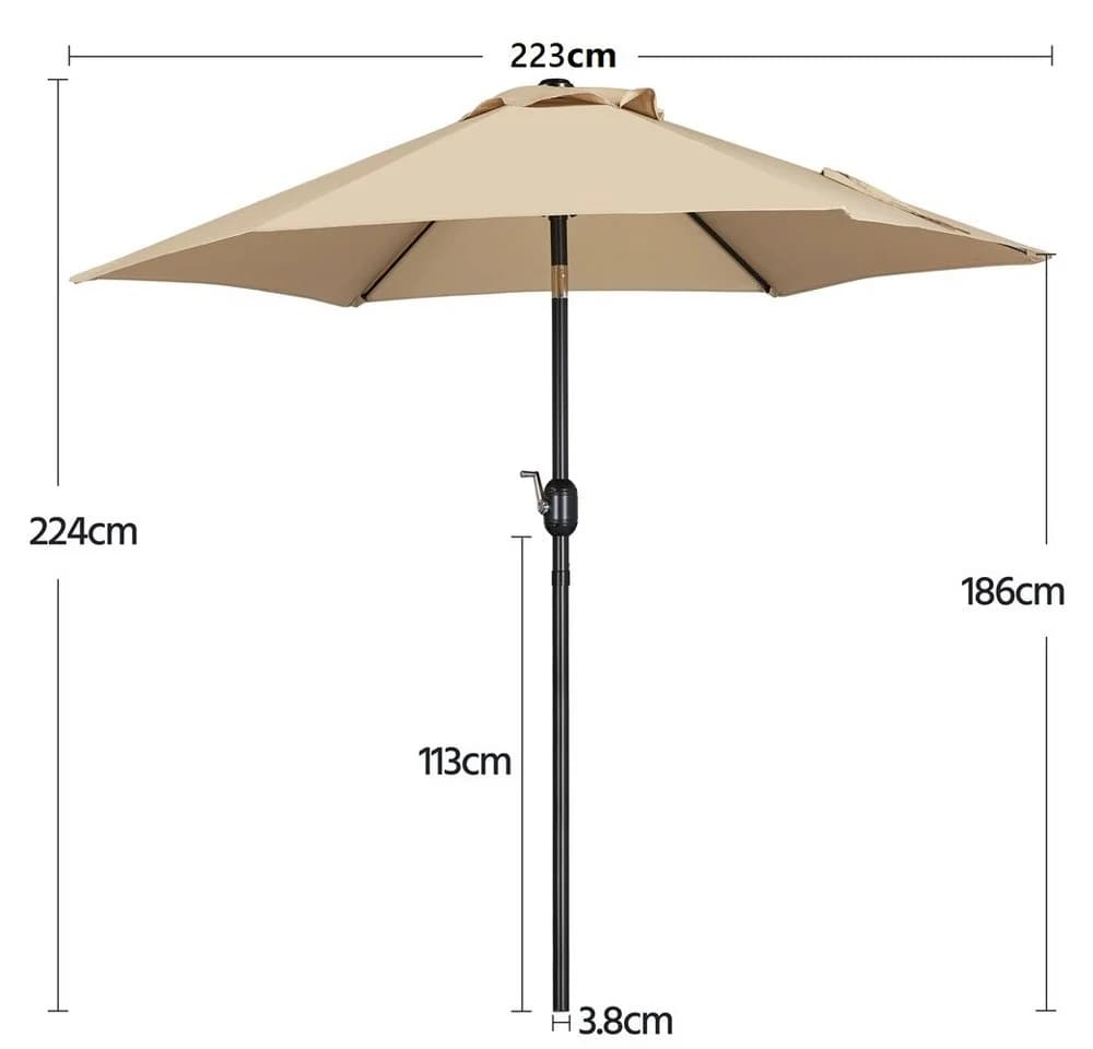 Yaheetech Sonnenschirm 223/261/294/327 cm, Gartenschirm mit Kurbel, Neigbar, UV Schutz 50+ - Bild 4