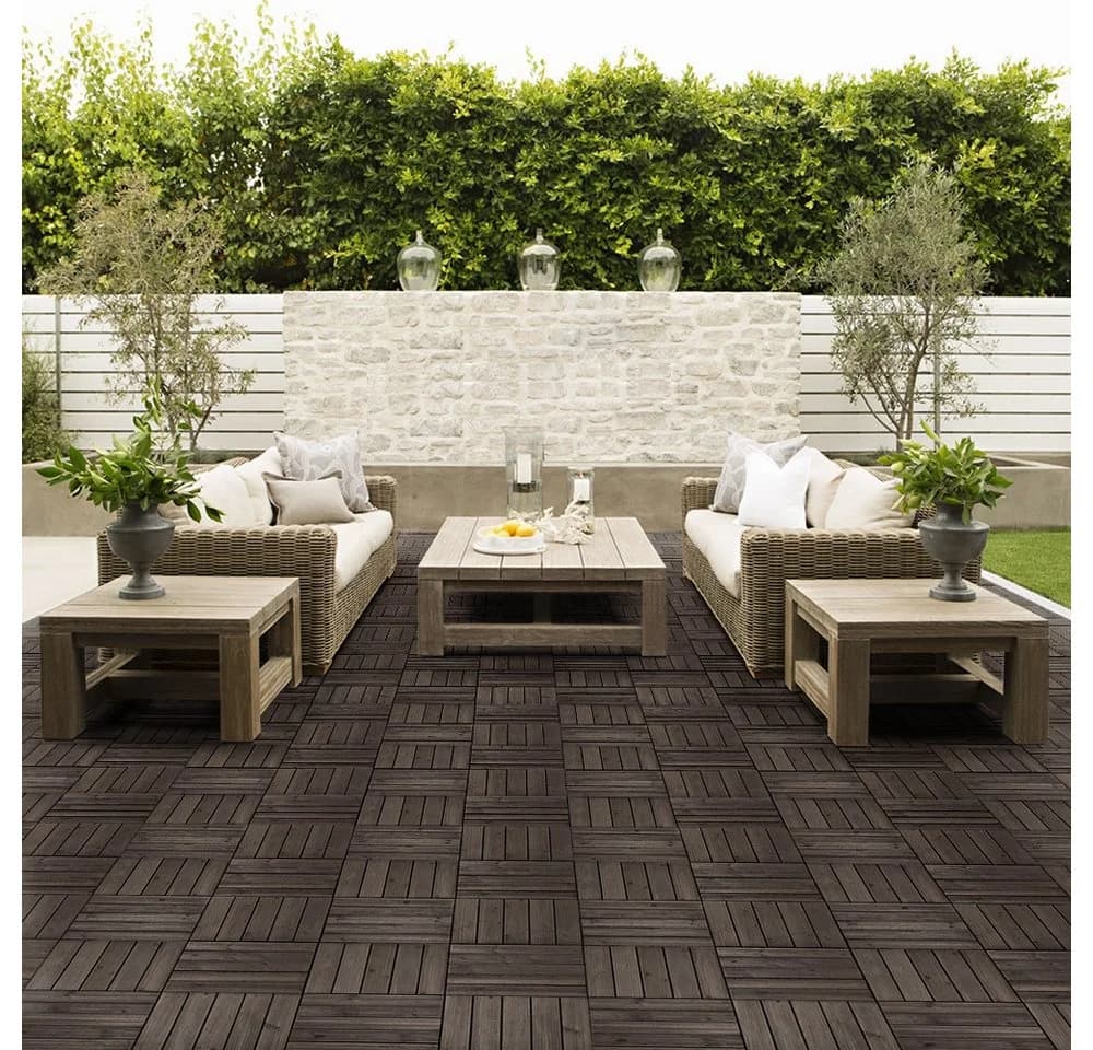 Yaheetech Terrassenfliesen 27 Stück 30x30 cm Tannenholz Schwarz
