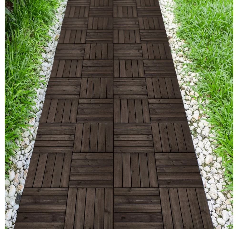 Yaheetech Terrassenfliesen 27 Stück 30x30 cm Tannenholz Schwarz - Bild 3
