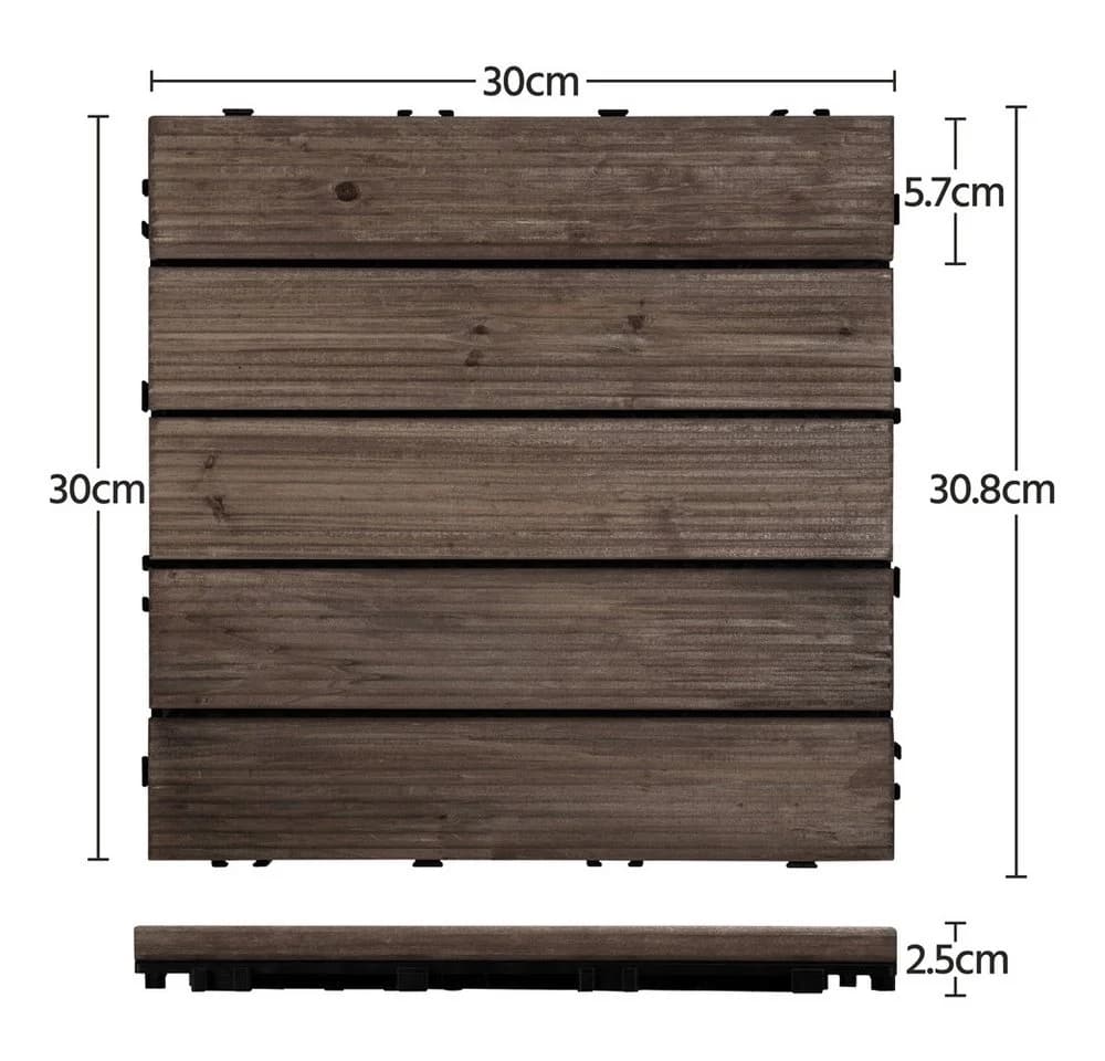 Yaheetech Terrassenfliesen 27 Stück 30x30 cm Tannenholz Schwarz - Bild 4