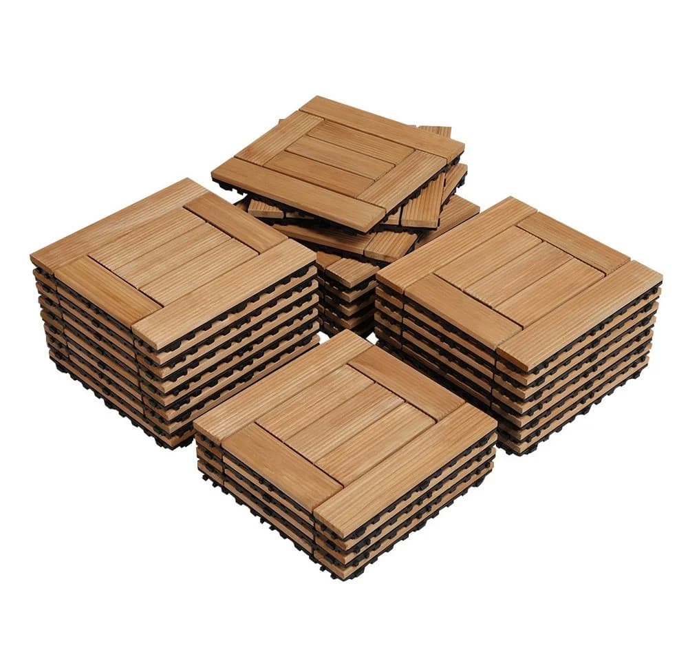 Yaheetech Holzfliesen 27 Stück 30x30 cm Terrassenfliesen Set Bodenfliesen - Bild 2