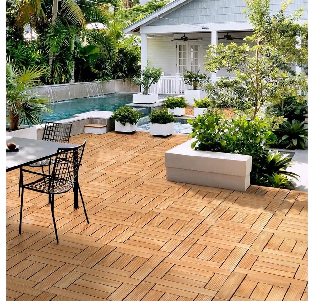 Yaheetech Holzfliesen 27 Stück 30x30 cm Terrassenfliesen Set Bodenfliesen - Bild 3