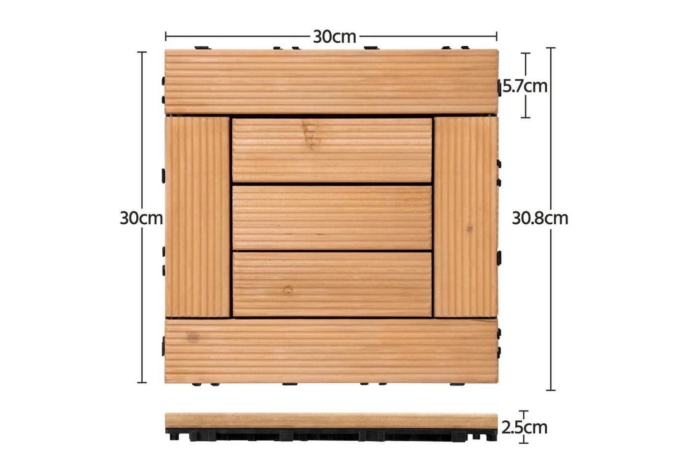 Yaheetech Holzfliesen 27 Stück 30x30 cm Terrassenfliesen Set Bodenfliesen - Bild 4