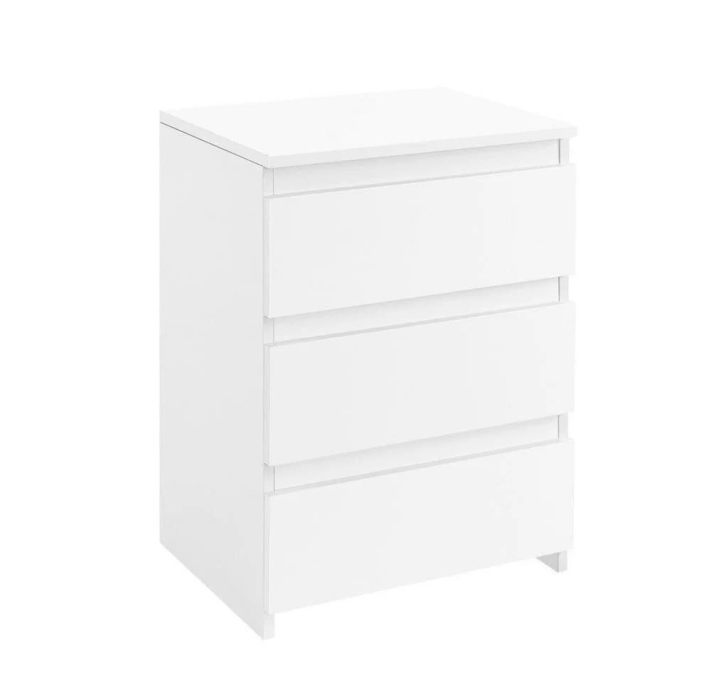 Yaheetech Nachttisch mit 3 Schubladen Weiß MDF