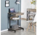 Yaheetech Schreibtisch mit Tastaturablage und Rollen Grau/Silber Bild 1