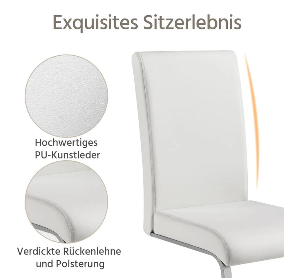 Yaheetech Esszimmerstuhl 2er Set Weiß Kunstleder Metallbeine - Bild 5