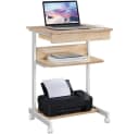 Yaheetech Schreibtisch mit Tastaturablage, Schublade & Rollen Silber Bild 2