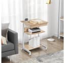 Yaheetech Schreibtisch mit Tastaturablage, Schublade & Rollen Silber Bild 4