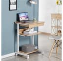 Yaheetech Schreibtisch mit Tastaturablage, Schublade & Rollen Silber Bild 5