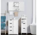 Yaheetech Hängeschrank Weiß mit 2 Türen & Handtuchhalter Bild 1