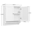 Yaheetech Hängeschrank Weiß mit 2 Türen & Handtuchhalter Bild 5