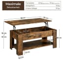 Yaheetech Höhenverstellbarer Couchtisch Rostbraun mit Stauraum Bild 4