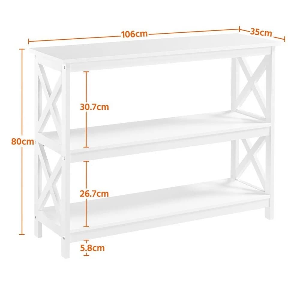 Yaheetech Konsolentisch 3 Ebenen Weiß MDF - Bild 5