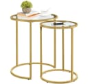 Yaheetech Beistelltisch 2er Set rund Glas golden Bild 2