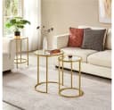 Yaheetech Beistelltisch 2er Set rund Glas golden Bild 3