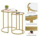 Yaheetech Beistelltisch 2er Set rund Glas golden Bild 5