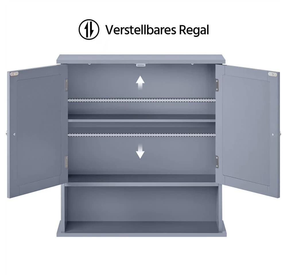 Yaheetech Spiegelschrank Grau mit Spiegeltür & Verstellbarem Regal - Bild 5