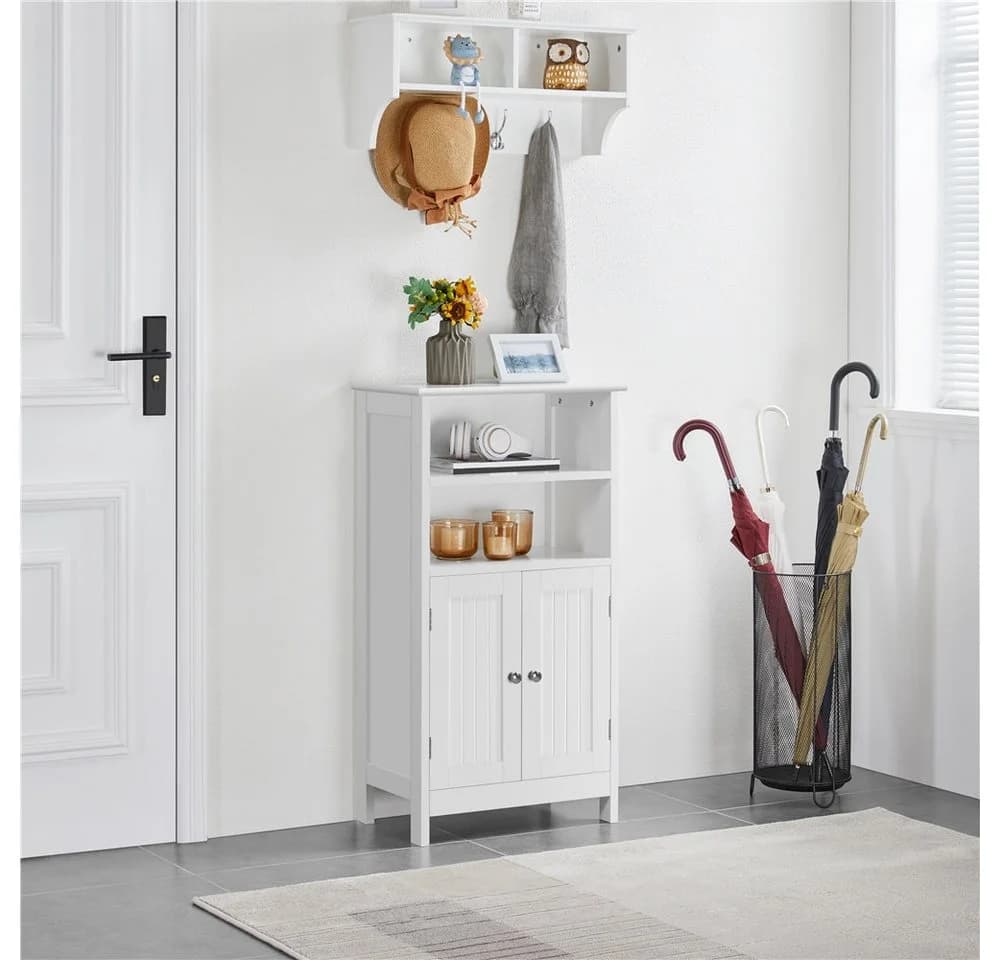 Yaheetech Badkommode Weiß mit Doppeltür & Verstellbarem Regal - Bild 3