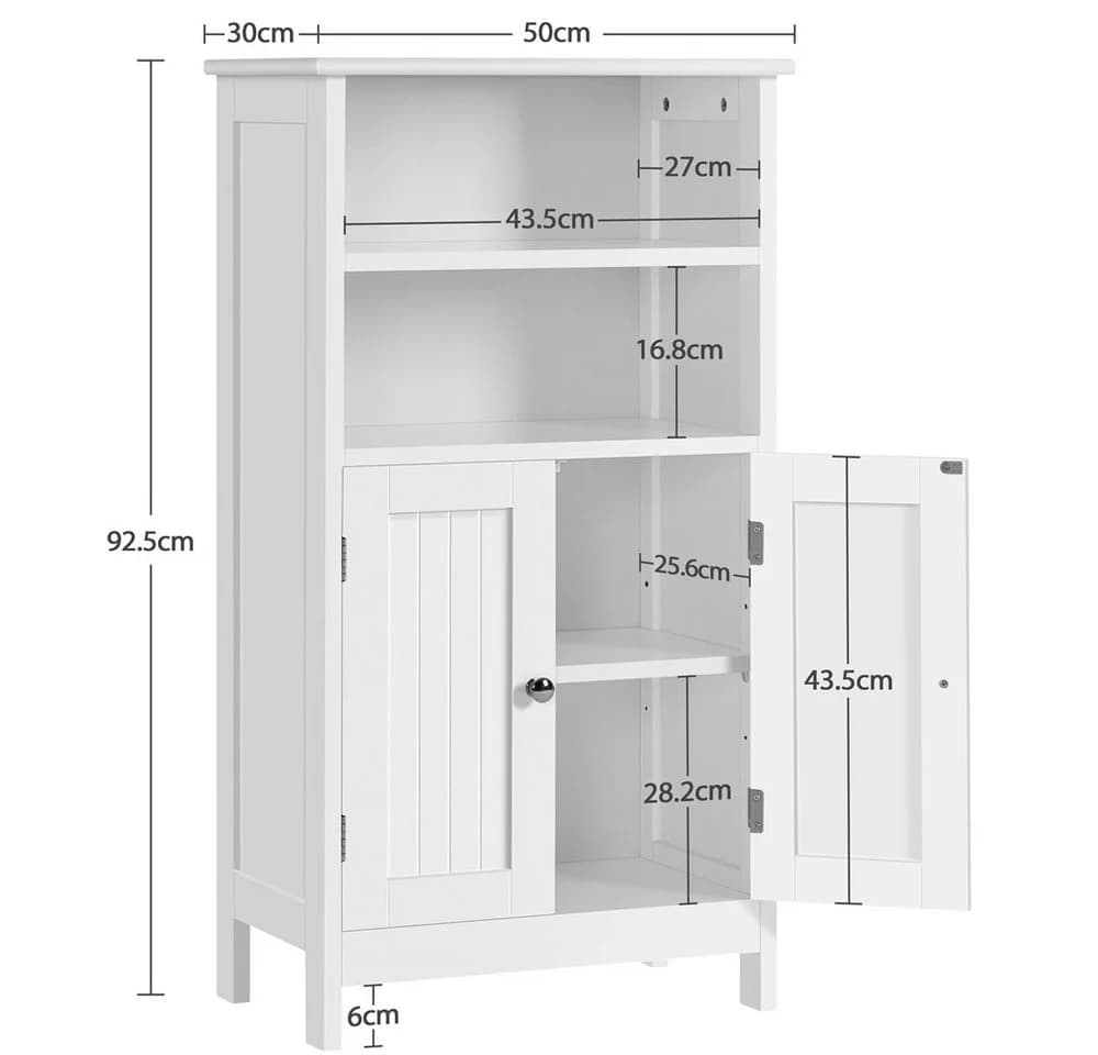 Yaheetech Badkommode Weiß mit Doppeltür & Verstellbarem Regal - Bild 4