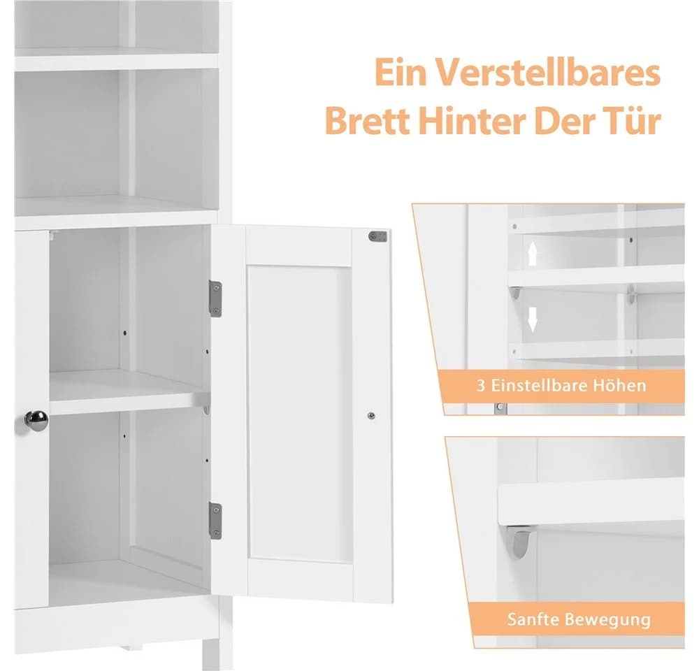 Yaheetech Badkommode Weiß mit Doppeltür & Verstellbarem Regal - Bild 5