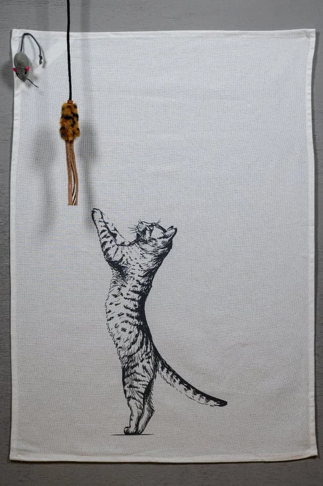 17,30 Hamburg Geschirrtuch Katze Grau Siebdruck 50x70cm - Bild 3