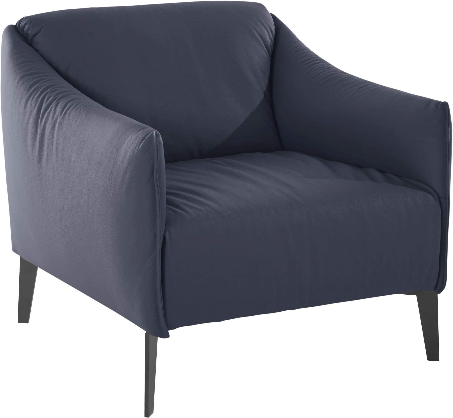 W.SCHILLIG Cocktailsessel Sally Blau Leder Metallfüße