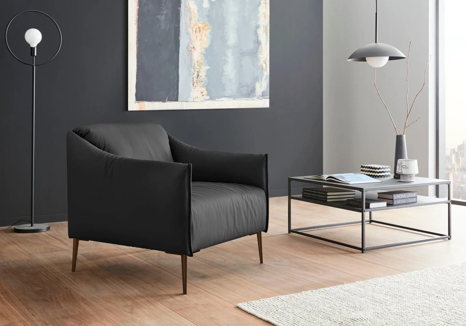 Cocktailsessel W.SCHILLIG "sally" Schwarz Longlife Xtra-Leder